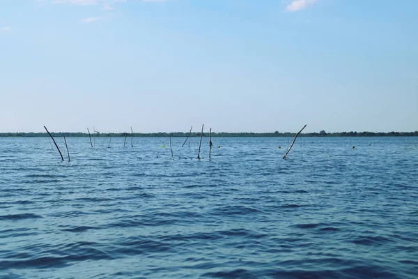 Fishing Nets Set Lagoon Danube Delta Danube Delta Biosphere Reserve — Stock Photo, Image