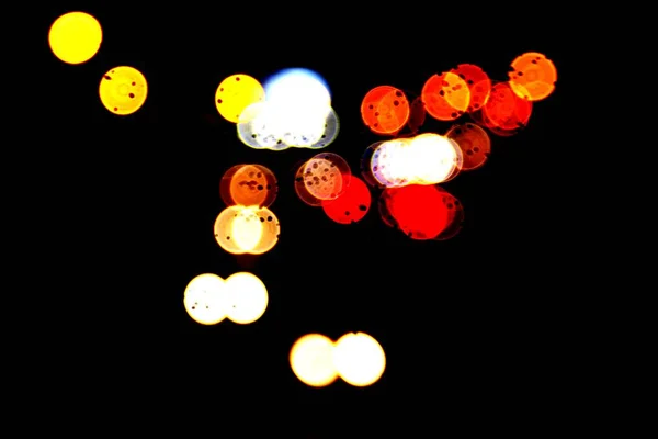 Vehicle Lights Streetlights Out Focus Night Playing Background Defocused Lights — Stockfoto