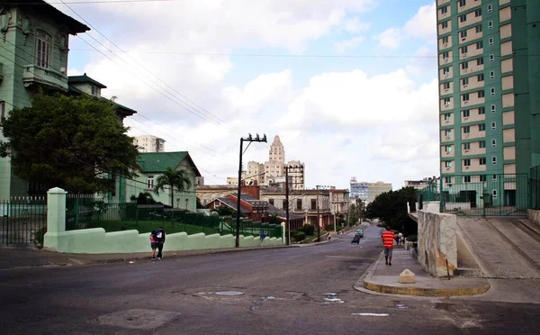 Rues Havane Cuba Immeuble Lopez Serrano Loin — Photo