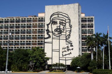 Havana, Küba; 01: 20 2012. Havana Devrim Meydanı 'ndaki Che Guevara' nın görüntüsü.