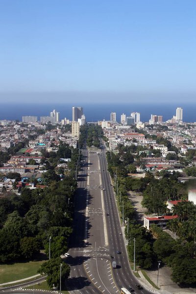Aerial view of La Habana (Cuba). Presidents Avenue (Spanish: Avenida de los Presidentes).