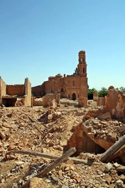 Ruinas Una Ciudad Bombardeada Guerra Civil Española Batalla Belchite España — Foto de Stock
