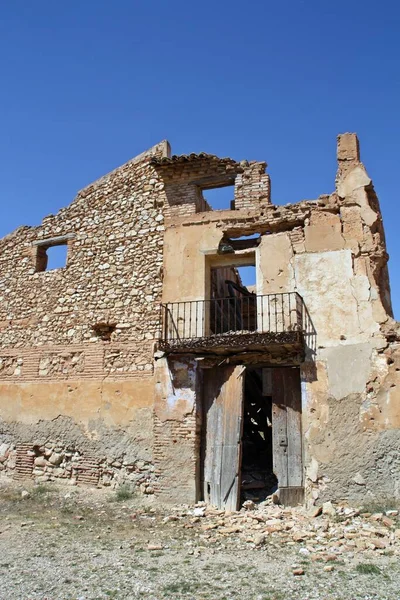 Ruïnes Van Belchite Stad Gebombardeerd Spaanse Burgeroorlog Slag Bij Belchite — Stockfoto