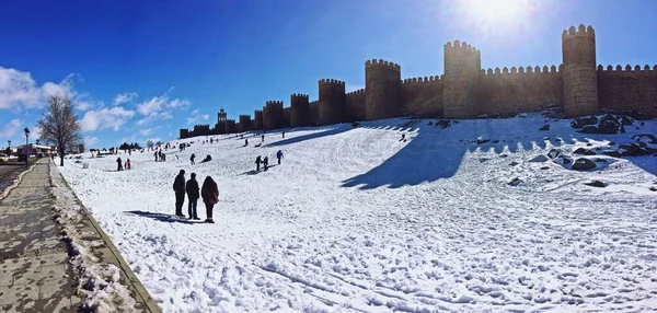 Avila Spanyolország 2018 Gyönyörű Kilátás Nyílik Középkori Fal Avila Egy — Stock Fotó