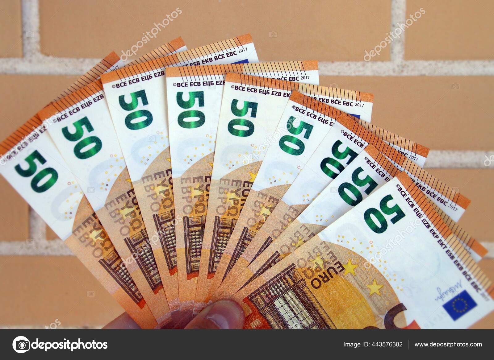 Hand Bunch Euro Banknotes — Stock Photo © angeluisma #443576382
