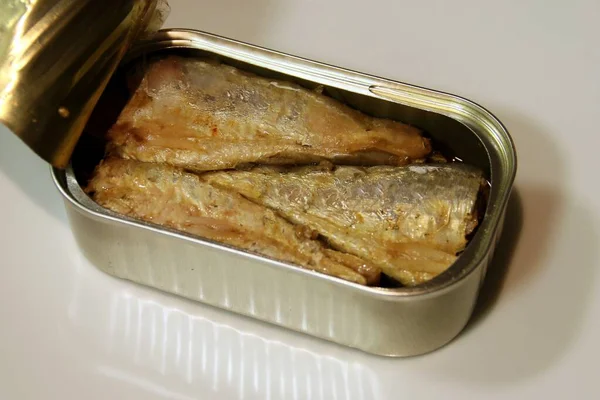 Sardina Può Conserve Sardine Olio Oliva — Foto Stock