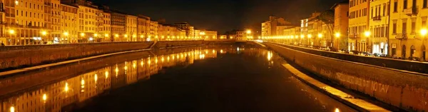 Nacht Rivier Arno Pisa Italië — Stockfoto