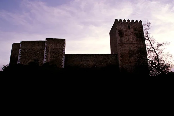 Bakgrundsbelysning Slottet Mertola Liten Stad Från Alentejo Södra Portugal — Stockfoto