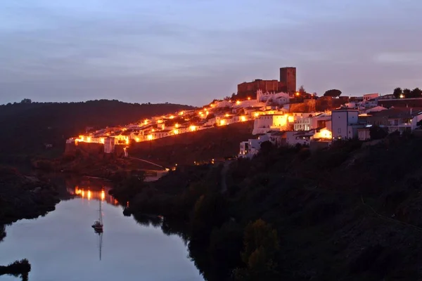 Sunset Mertola Town Portugal Its Castle Village Southern Portugal Alentejo — Stock Photo, Image