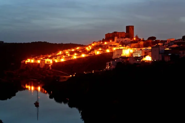 Sunset Mertola Town Portugal Its Castle Village Southern Portugal Alentejo — Stock Photo, Image