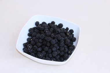 Yaban mersinleri taze toplandı ve yenmeye hazır. Bilinen ismin meyvesi elmleaf böğürtlen ya da dikensiz böğürtlen.