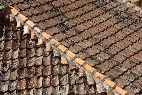 Tiles roof of a house in a town of Sepulveda, Segovia (Spain).