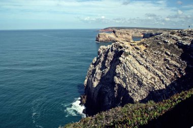 Sao Vicente, Sagres, Algarve, Portekiz 'in Rocky uçurumları.