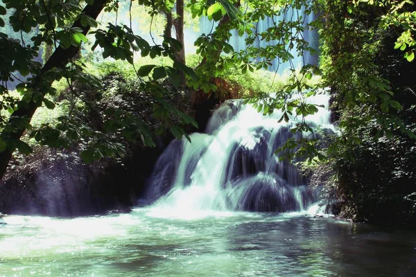 Cascada Bano Diana Ісп Природний Парк Монастеріо Едра Численні Карстові — стокове фото