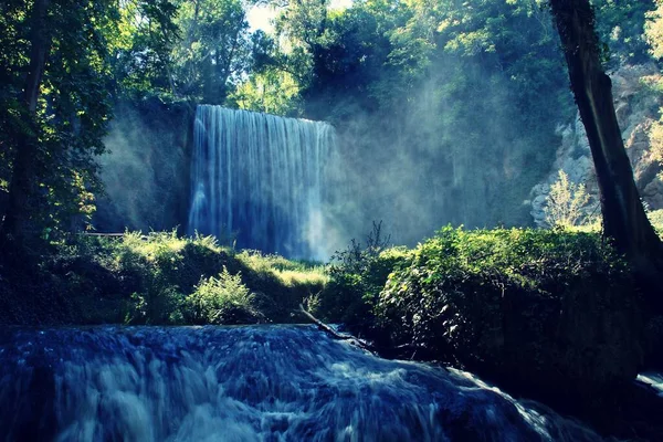 Caprichosa Waterfall Monasterio Piedra Natural Park Numerous Karstic Phenomena Generated — Stock Photo, Image