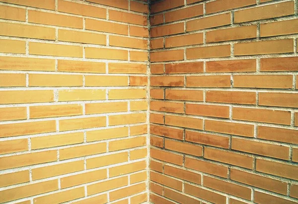 Corner Brick Wall Orange Symmetrical Background Based Brick Wall — Stock Photo, Image