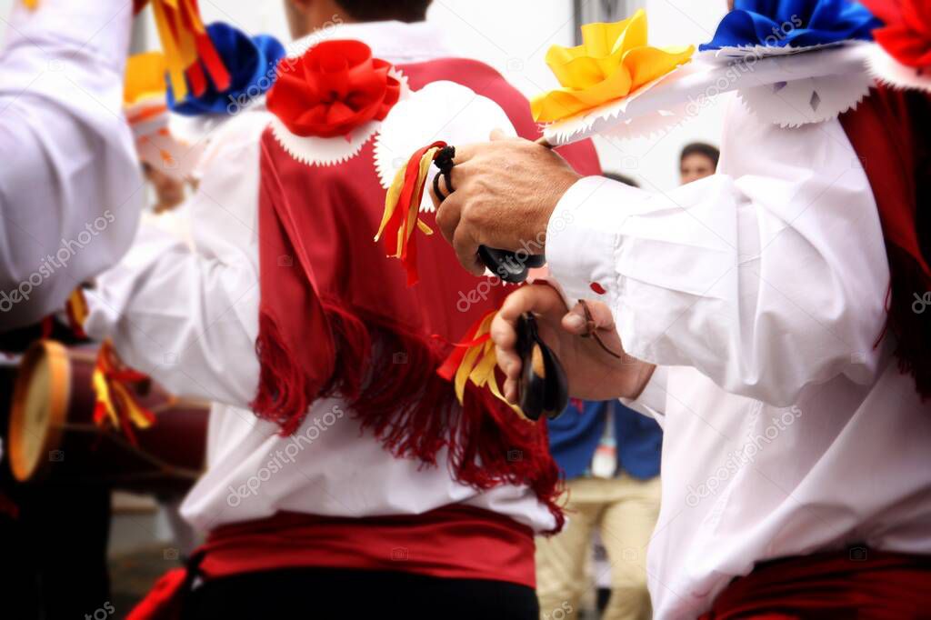 Sanlucar de Guadiana, Spain; 04 02 2016. Traditional dancers dancing at the festivities of the virgin of La Rabida in Sanlucar. Annual festival culturally and spiritually important to people of town.