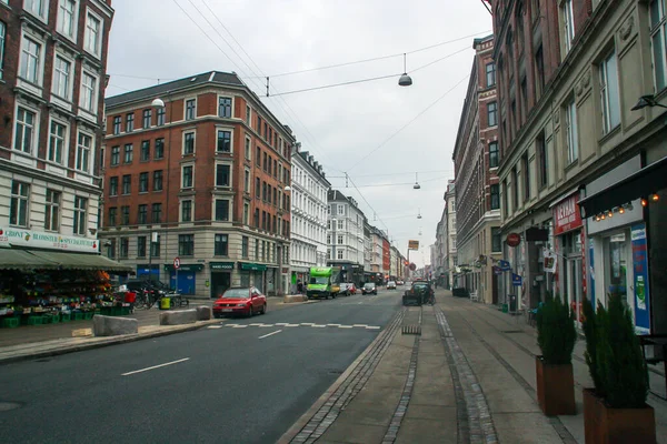 Kodaň Dánsko 02142016 Istedgade Street Zimním Dni Dlouhá Ulice Která — Stock fotografie