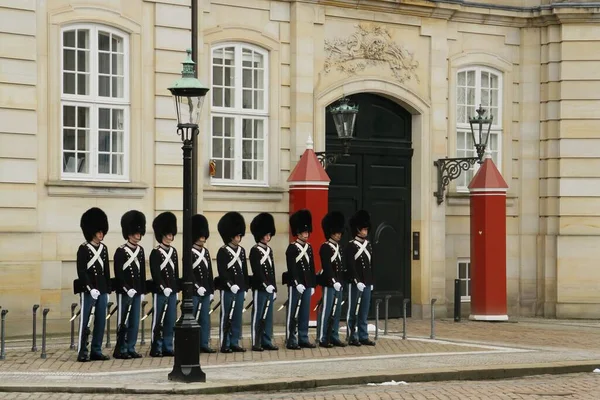 Copenhague Dinamarca 2016 Mudando Cerimônia Guarda Palácio Amalienborg Copenhague Royal — Fotografia de Stock