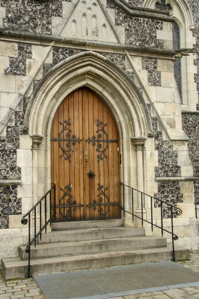 Dörren Till Alban Kyrka Anglikanska Kyrkan Från Churchill Park Köpenhamn — Stockfoto