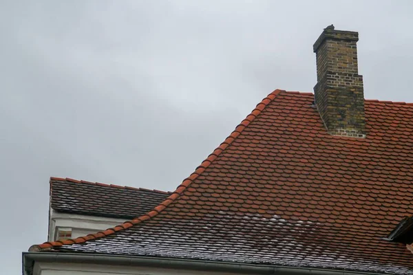 Dach Und Schornstein Einem Kalten Wintertag Kopenhagen Dänemark Detail Der — Stockfoto