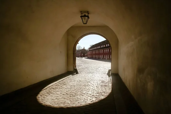 Entrance Kastellet English Citadel Located Copenhagen Denmark Drawing Silhouette Arch — Stock Photo, Image