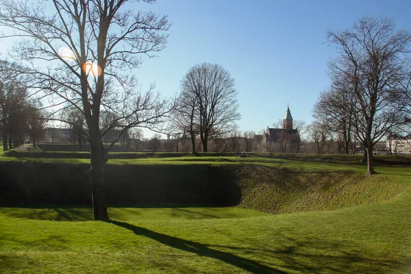 Kastellet Inglês Citadel Localizado Copenhague Dinamarca Paredes Defensivas Gramadas Lado — Fotografia de Stock