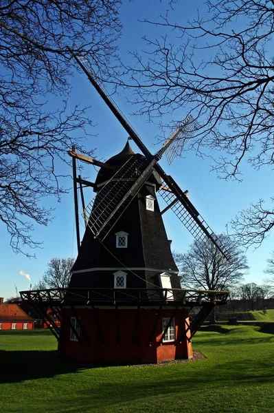 Windmill Citadel Danish Kastellet Copenhagen Denmark Traditional Wooden Windmill Black — Stock Photo, Image