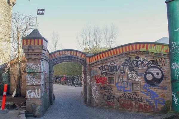 Copenaghen Danimarca 2016 Freetown Christiania Conosciuta Anche Come Christiania Facciate — Foto Stock