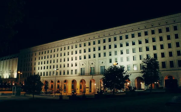 Das Regierungsgebäude Der Nuevos Ministerios Madrid Nachtansicht Der Fassade Des — Stockfoto