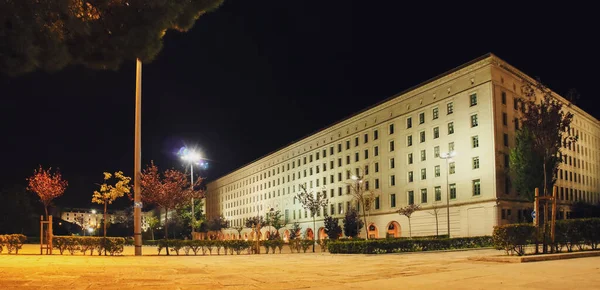 Government Building Nuevos Ministerios Madrid Night View Facade Huge Granite — Stock Photo, Image