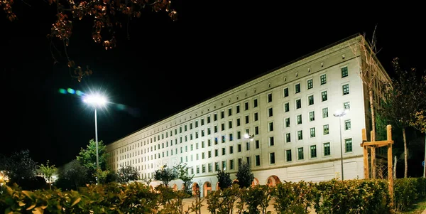 Edificio Del Gobierno Nuevos Ministerios Madrid Vista Nocturna Fachada Del — Foto de Stock