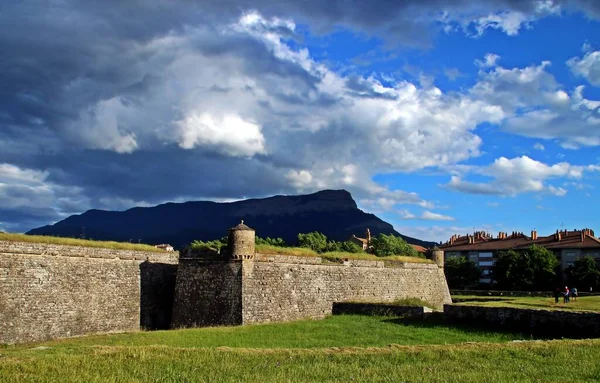 Zeď Příkop Citadely Jaca Název Malého Města Pyrenejích Huesca Španělsko — Stock fotografie
