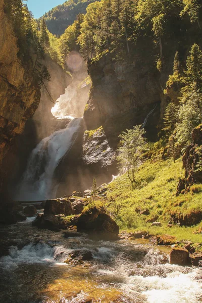 Estrecho Wasserfall Deutsch Schmaler Wasserfall Fluss Arazas Ordesa Tal Huesca — Stockfoto