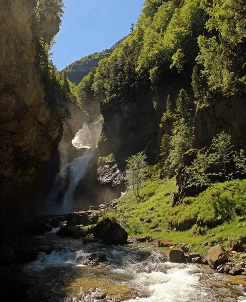 Estrecho Wasserfall Deutsch Schmaler Wasserfall Fluss Arazas Ordesa Tal Huesca — Stockfoto