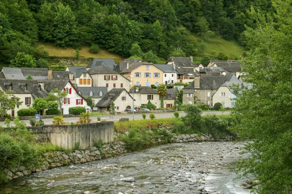 Sarrance Small Town French Pyrenees Aspe River Houses Traditional Architecture — Stock Photo, Image