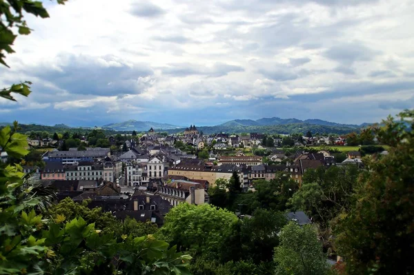 Vue Aérienne Ville Oloron Sainte Marie Par Une Journée Nuageuse — Photo