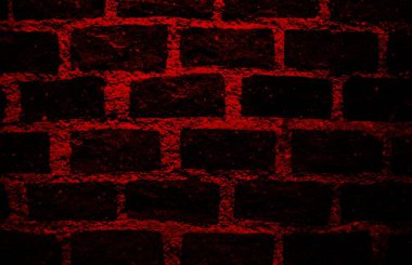 Tuğla bir duvarın kırmızı ve siyah masaüstü arka planı. Fotoğrafları dijital olarak dönüştüren yaratıcı çalışma.