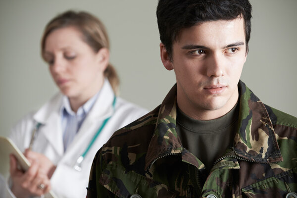 Soldier Being Assessed By Doctor