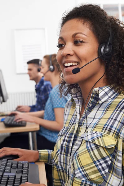 Female Customer Services Agent In Call Centre — Stock Photo, Image