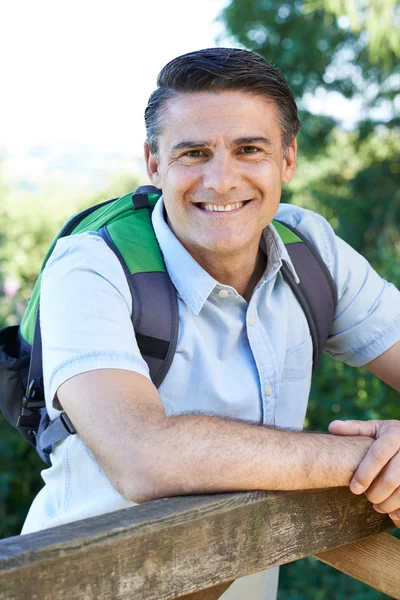 Portrait Of Mature Man Hiking In Countryside — Stok Foto