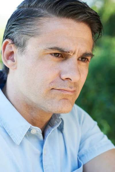 Head And Shoulders Portrait Of Concerned Mature Man — Stock Photo, Image