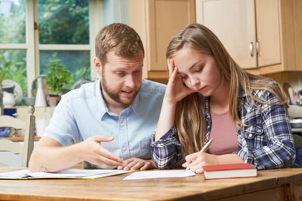 Male Home Tutor Helping Teenage Girl With Studies — Stock Photo, Image