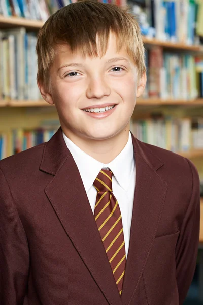 Retrato de aluno da escola primária masculina em uniforme — Fotografia de Stock