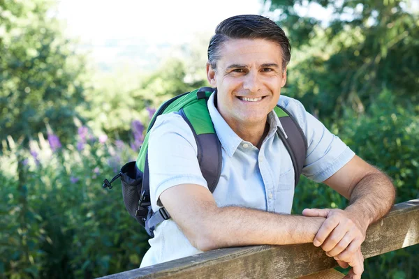 Portrait Of Mature Man Hiking In Countryside — Stock Photo, Image