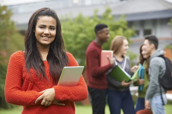 Portret grupy studentów poza budynek kolegium — Zdjęcie stockowe