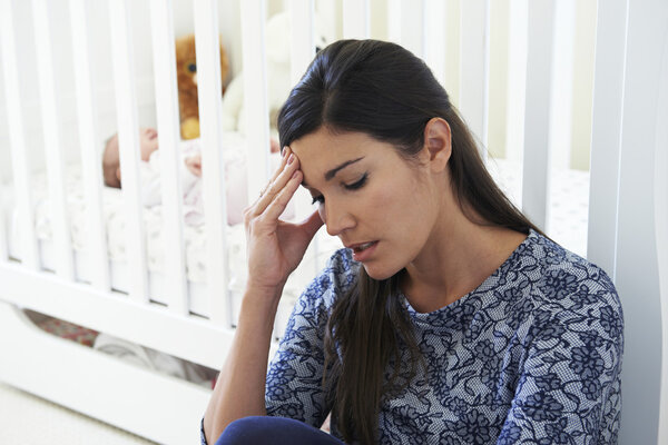 Frustrated Mother Suffering From Post Natal Depression