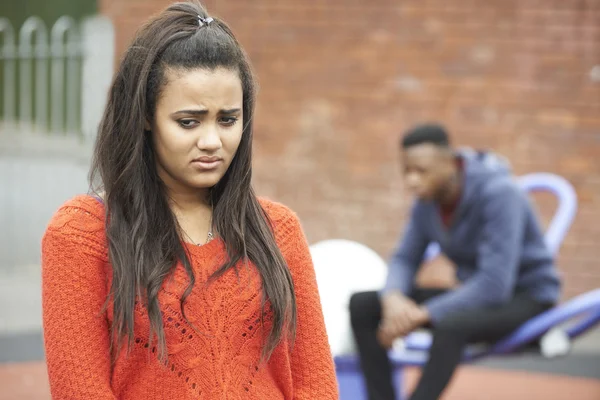 Portrait Of Unhappy Teenage Couple In Urban Setting — Stock Photo, Image