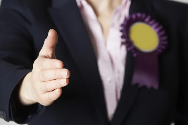 Close Up Of Female Politician Reaching Out To Shake Hands — Stock Photo, Image