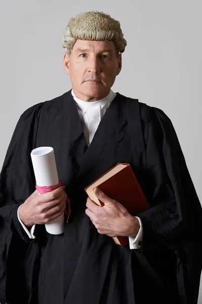 Retrato de Hombre Abogado celebración de Breve Y Libro — Foto de Stock